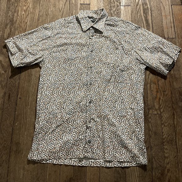 St. Croix Abstract Eyes and Mouths Maximalist Short Sleeve Button Down Shirt - Picture 1 of 4